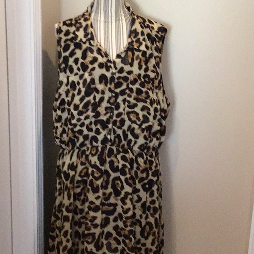 New Look Patterned Sleeveless Elastic Waist Size 3X Dress